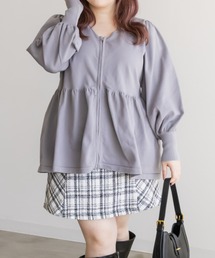 ダブルジップペプラムニット