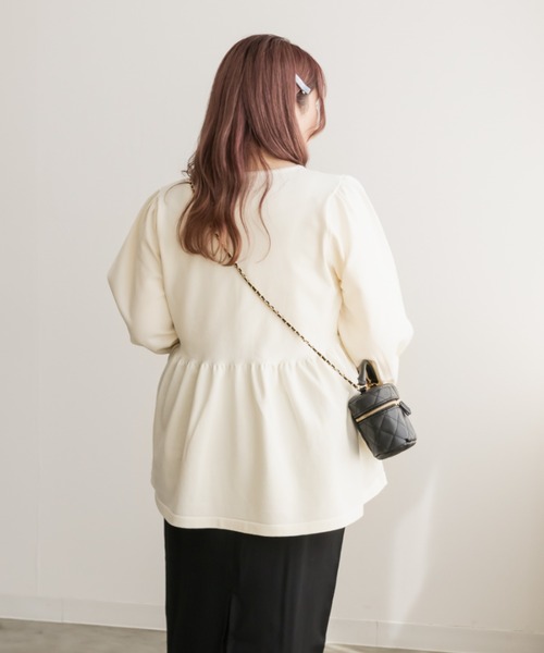 CLETTE（クレット）の「ダブルジップペプラムニット（ニット/セーター・レディース・アイボリー/ブラック/ラベンダー・LL/3L/4L）」の7枚目の写真