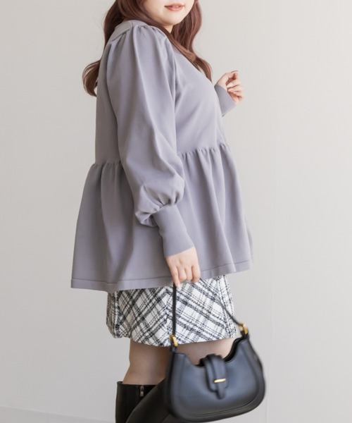 CLETTE（クレット）の「ダブルジップペプラムニット（ニット/セーター・レディース・アイボリー/ブラック/ラベンダー・LL/3L/4L）」の17枚目の写真