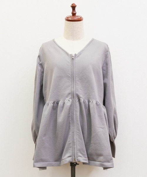 CLETTE（クレット）の「ダブルジップペプラムニット（ニット/セーター・レディース・アイボリー/ブラック/ラベンダー・LL/3L/4L）」の18枚目の写真