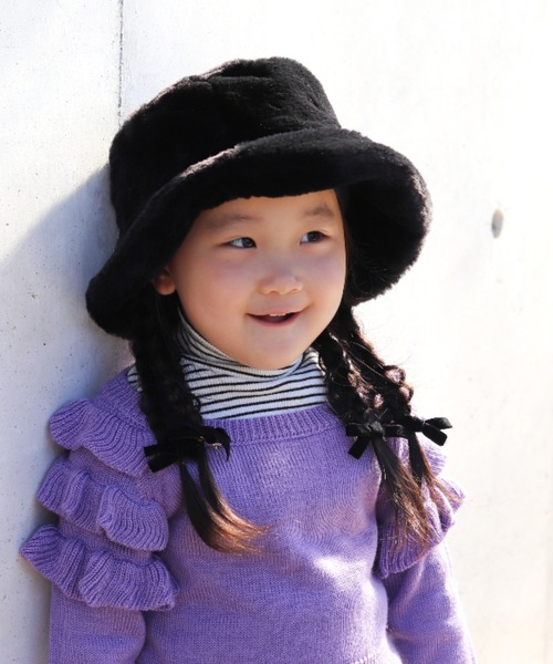 CIAOPANIC TYPY（チャオパニックティピー）の「【KIDS】【WEB限定】ファーバケットハット（ハット・キッズ・グレイッシュベージュ/アイボリー/ブラック・ONE SIZE）」の3枚目の写真
