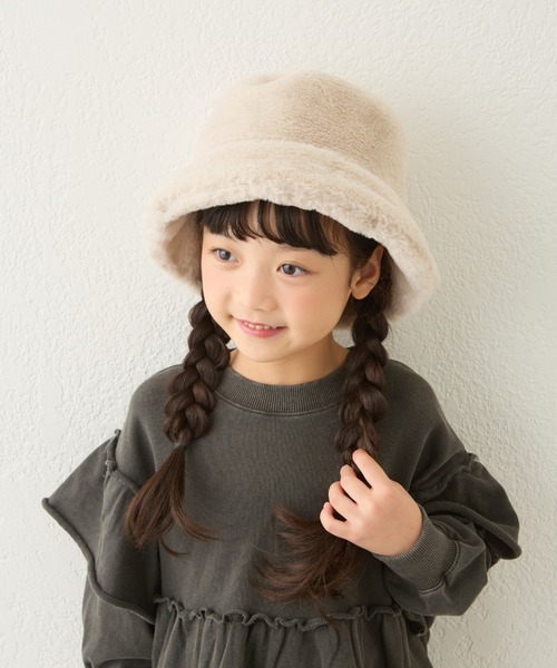CIAOPANIC TYPY（チャオパニックティピー）の「【KIDS】【WEB限定】ファーバケットハット（ハット・キッズ・グレイッシュベージュ/アイボリー/ブラック・ONE SIZE）」の4枚目の写真