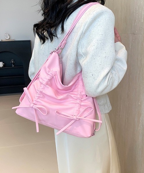 WESTSEA（ウエストシー）の「3WAY リュック/ショルダーバッグ ギャザー 紐リボン付（ショルダーバッグ・レディース・ピンク/ベージュ/シルバー/ブラック・FREE）」の7枚目の写真