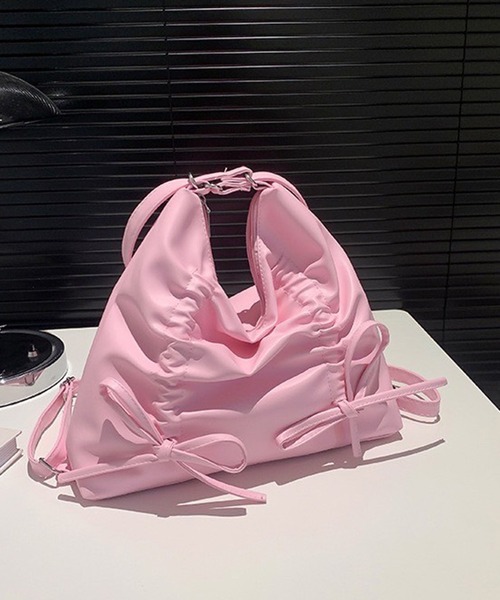 WESTSEA（ウエストシー）の「3WAY リュック/ショルダーバッグ ギャザー 紐リボン付（ショルダーバッグ・レディース・ピンク/ベージュ/シルバー/ブラック・FREE）」の8枚目の写真