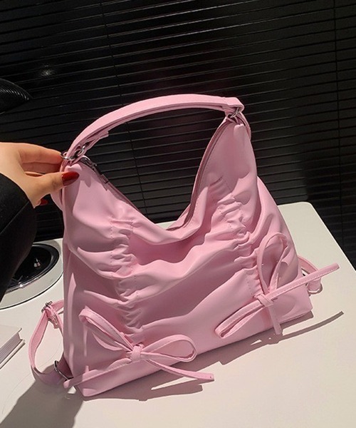 WESTSEA（ウエストシー）の「3WAY リュック/ショルダーバッグ ギャザー 紐リボン付（ショルダーバッグ・レディース・ピンク/ベージュ/シルバー/ブラック・FREE）」の9枚目の写真