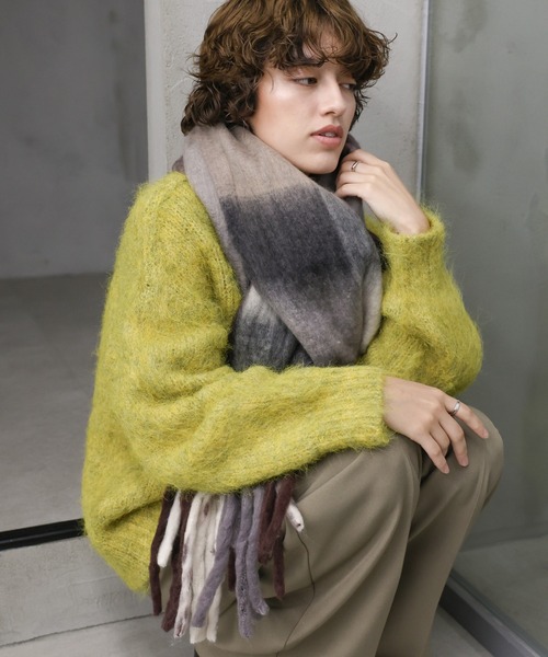 munk pehronen カラフルマフラー Unitage マフラー ストール ポンポンカラフルマフラー レディース