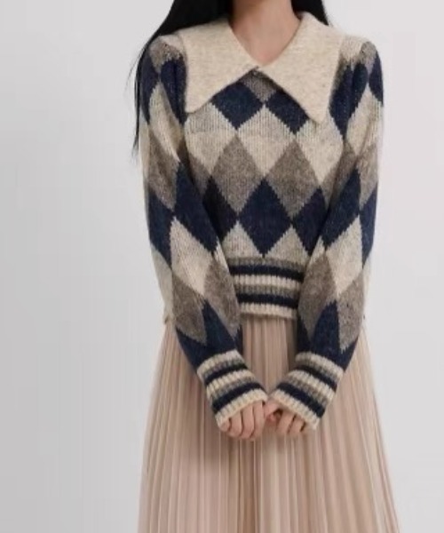 定価14万✨ エルメス カシミヤ アーガイル ニット 定価14万✨ エルメス カシミヤ アーガイル ニット