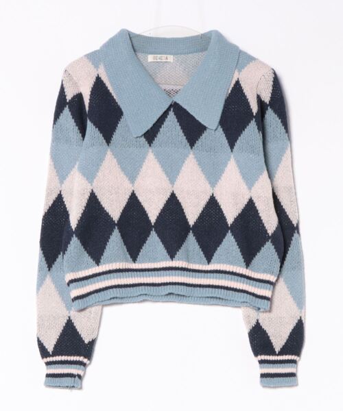 PLAN C アーガイルニット Fake Two Argyle Knit Set Up/フェイクツーアーガイルニット