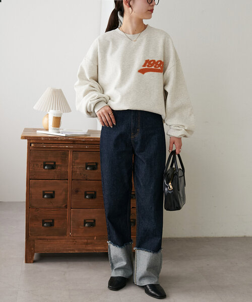 DISCOAT(ディスコート)の「【ユニセックス】サガラワンポイント刺繍スウェット(Tシャツ/カットソー・レディース・ライトベージュ/ネイビー/ライトグレー・FREE)」の13枚目の写真