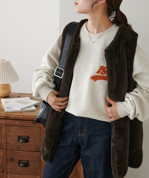 DISCOAT(ディスコート)の「【ユニセックス】サガラワンポイント刺繍スウェット(Tシャツ/カットソー・レディース・ライトベージュ/ネイビー/ライトグレー・FREE)」の14枚目の写真