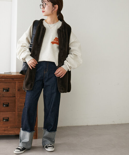 DISCOAT(ディスコート)の「【ユニセックス】サガラワンポイント刺繍スウェット(Tシャツ/カットソー・レディース・ライトベージュ/ネイビー/ライトグレー・FREE)」の15枚目の写真