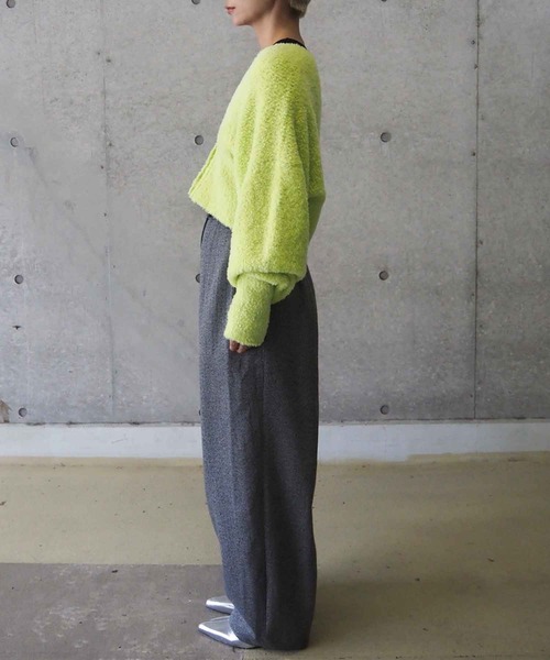 THINGS THAT MATTER（シングス ザット マター）の「SHEEPBOA CARDIGAN / シープボアカーディガン（カーディガン/ボレロ・レディース・チャコールグレー/ピンク/ライム・FREE）」の21枚目の写真