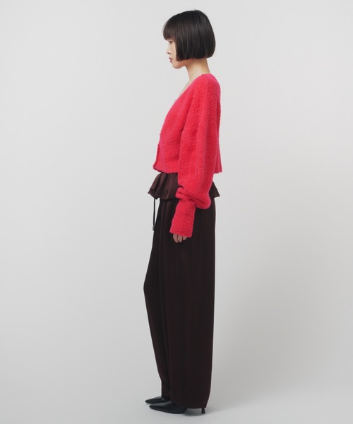 THINGS THAT MATTER（シングス ザット マター）の「SHEEPBOA CARDIGAN / シープボアカーディガン（カーディガン/ボレロ・レディース・チャコールグレー/ピンク/ライム・FREE）」の8枚目の写真