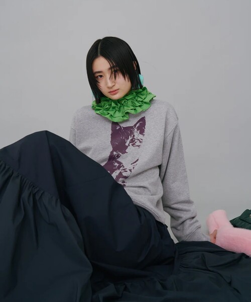 NON TOKYO/ノントーキョー】FUR SLIP ONPRINT SWEAT PULLOVER CAT