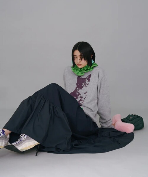NON TOKYO/ノントーキョー】FUR SLIP ONPRINT SWEAT PULLOVER CAT