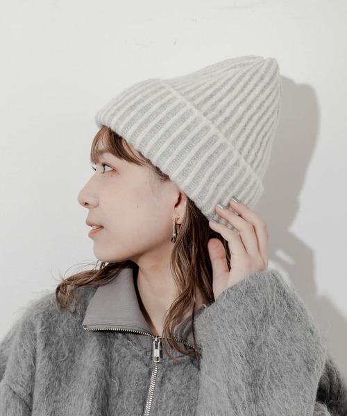 SMELLY(スメリー)の「ミックスリブニットキャップ(ニットキャップ/ビーニー・レディース・ブルー/アイボリー/ブラウン・-)」の21枚目の写真