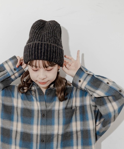 SMELLY(スメリー)の「ミックスリブニットキャップ(ニットキャップ/ビーニー・レディース・ブルー/アイボリー/ブラウン・-)」の4枚目の写真