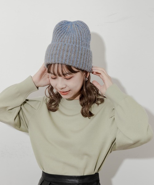 SMELLY(スメリー)の「ミックスリブニットキャップ(ニットキャップ/ビーニー・レディース・ブルー/アイボリー/ブラウン・-)」の10枚目の写真