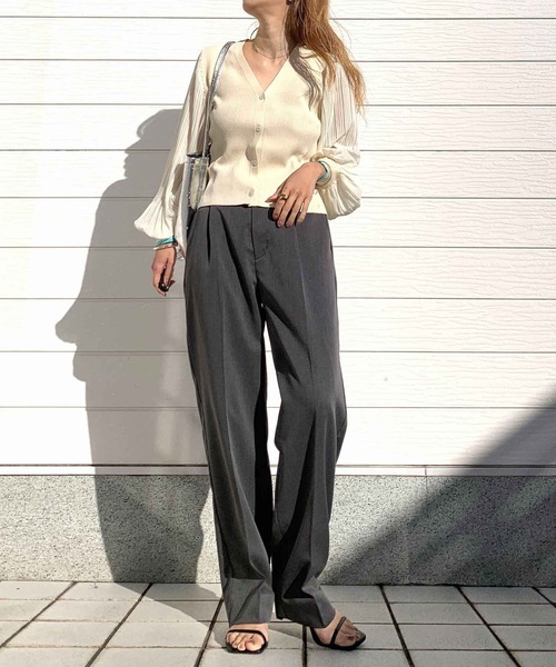 袖シフォンニットカーディガン LASUD｜袖シフォンニットカーディガン | Rakuten Fashion(楽天