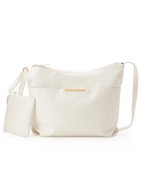 SHOO・LA・RUE（シューラルー）の「【ポーチ付き】使い勝手の良い Wフェイスショルダーバッグ（ショルダーバッグ・レディース・ブルー系その他/イエロー/ベビーピンク/ブラック/ライトベージュ/グレー/サックスブルー/オフホワイト・00）」の2枚目の写真