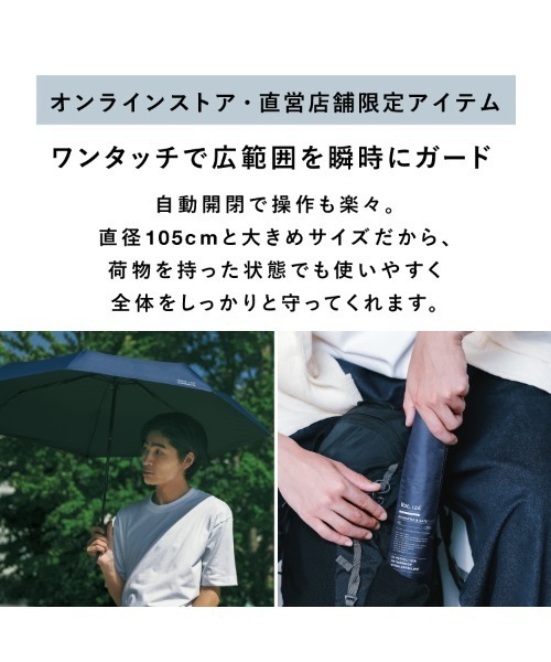 IZA（イーザ）の「完全遮光 IZA【AUTOMATIC&SAFE】 日傘 折りたたみ 自動開閉 60cm Wpc.（折りたたみ傘・メンズ・オフホワイト/グレー/ネイビー/ブラック・FREE）」の5枚目の写真