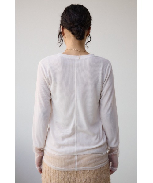 AZUL by moussy（アズールバイマウジー）の「ソデレーステレコトップス（Tシャツ/カットソー・レディース・オフホワイト/ブラック/ライム・FREE）」の9枚目の写真