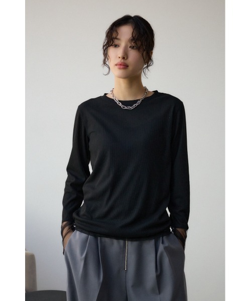 AZUL by moussy（アズールバイマウジー）の「ソデレーステレコトップス（Tシャツ/カットソー・レディース・オフホワイト/ブラック/ライム・FREE）」の16枚目の写真