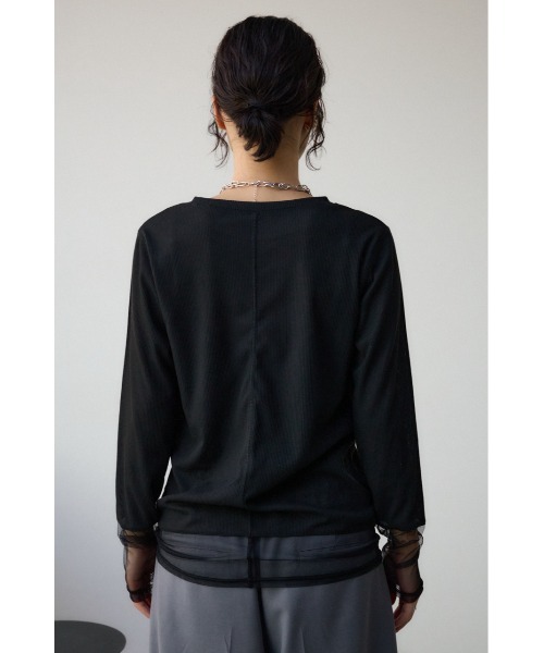 AZUL by moussy（アズールバイマウジー）の「ソデレーステレコトップス（Tシャツ/カットソー・レディース・オフホワイト/ブラック/ライム・FREE）」の19枚目の写真