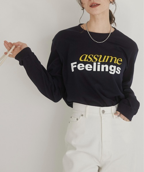 ANGIE(アンジー)の「レトロロゴ プリント ロンT(Tシャツ/カットソー・レディース・チャコールグレー/ネイビー/ホワイト/ライトグレー・MEDIUM/LARGE)」の4枚目の写真