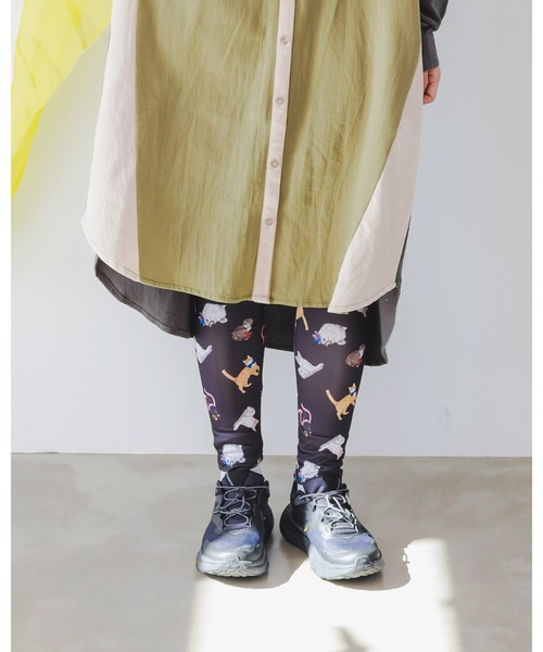 ScoLar(スカラー)の「143764:花・ネコ・スカラーちゃん 3柄展開 保湿保温レギンス(レギンス/スパッツ・レディース・ブラック/アイボリー・M)」の1枚目の写真