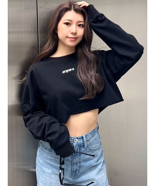 GYDA(ジェイダ)の「aecessary vivesトップス(Tシャツ/カットソー・レディース・ブラック/オフホワイト・FREE)」の4枚目の写真