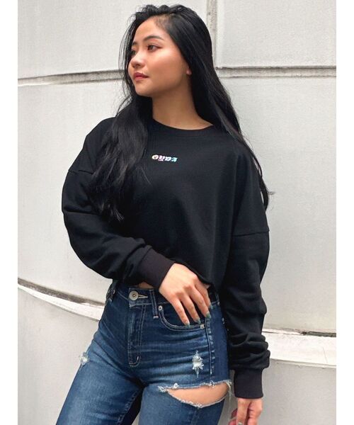 GYDA(ジェイダ)の「aecessary vivesトップス(Tシャツ/カットソー・レディース・ブラック/オフホワイト・FREE)」の9枚目の写真