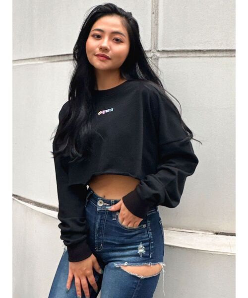 GYDA(ジェイダ)の「aecessary vivesトップス(Tシャツ/カットソー・レディース・ブラック/オフホワイト・FREE)」の10枚目の写真