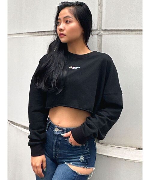 GYDA(ジェイダ)の「aecessary vivesトップス(Tシャツ/カットソー・レディース・ブラック/オフホワイト・FREE)」の11枚目の写真