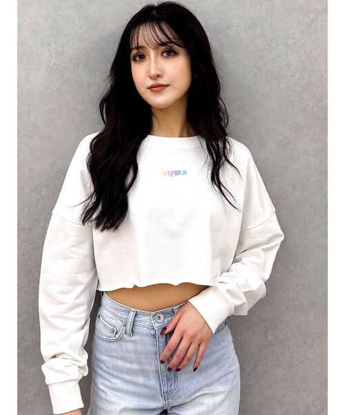 GYDA(ジェイダ)の「aecessary vivesトップス(Tシャツ/カットソー・レディース・ブラック/オフホワイト・FREE)」の19枚目の写真