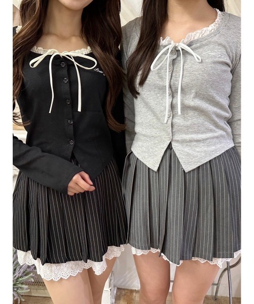 PHILLY（フィリー）の「【PHILLY】フリルネックリボンカーディガン（カーディガン/ボレロ・レディース・グレー/ブラック・FREE）」の20枚目の写真