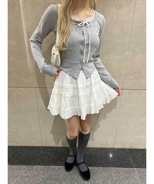 PHILLY（フィリー）の「【PHILLY】フリルネックリボンカーディガン（カーディガン/ボレロ・レディース・グレー/ブラック・FREE）」の16枚目の写真