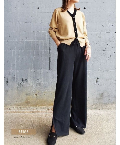 aquagarage（アクアガレージ）の「配色ハイゲージニットカーディガン（カーディガン/ボレロ・レディース・ブラック/グレイッシュブルー/グリーン/ベージュ・M/L）」の7枚目の写真