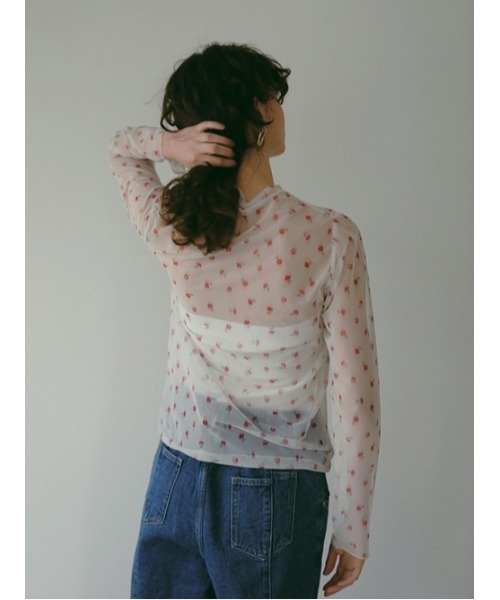 AMAIL（アマイル）の「FLOWER SHEER トップス（シャツ/ブラウス・レディース・アイボリー/ブラック・FREE）」の9枚目の写真