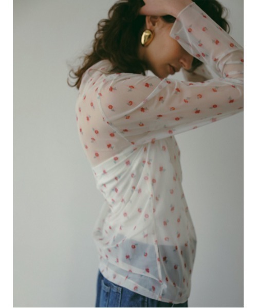 AMAIL（アマイル）の「FLOWER SHEER トップス（シャツ/ブラウス・レディース・アイボリー/ブラック・FREE）」の16枚目の写真