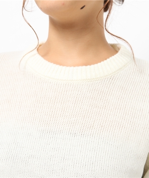 SEVENDAYS=SUNDAY（セブンデイズサンデイ）の「両袖ライン入ニット　プルオーバー（ニット/セーター・レディース・グレー/カーキ/オートミール/ネイビー・MEDIUM/LARGE）」の8枚目の写真