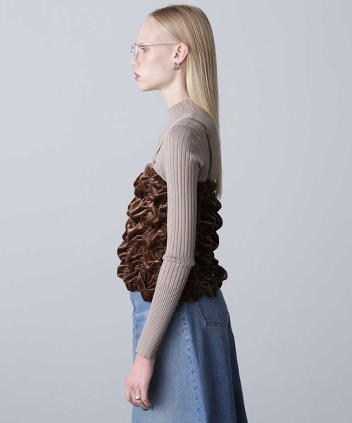 ROSE BUD（ローズバッド）の「ベロアベアトップ＋リブニットセット（ニット/セーター・レディース・カーキ/グレー・ONE SIZE）」の13枚目の写真