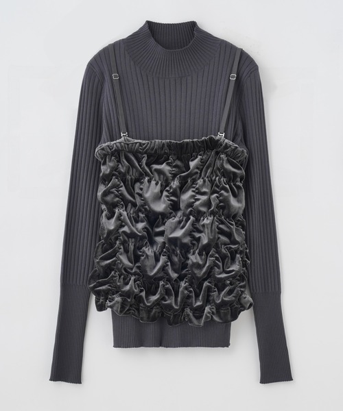 ROSE BUD（ローズバッド）の「ベロアベアトップ＋リブニットセット（ニット/セーター・レディース・カーキ/グレー・ONE SIZE）」の17枚目の写真