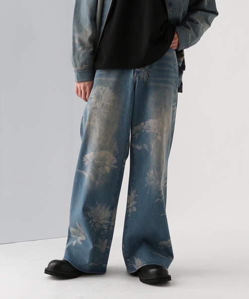 HARE（ハレ）の「【SET UP対応】フラワープリントデニムパンツ