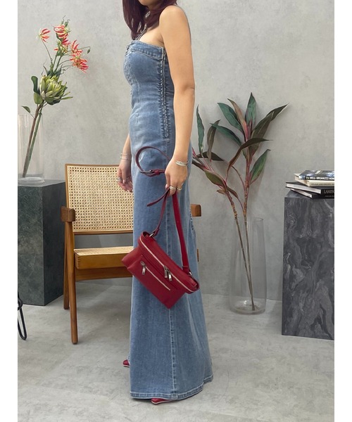 EVRIS(エヴリス)の「デニムベアロングワンピース(ワンピース・レディース・その他1/ブルー/ブラック・MEDIUM/SMALL)」の16枚目の写真