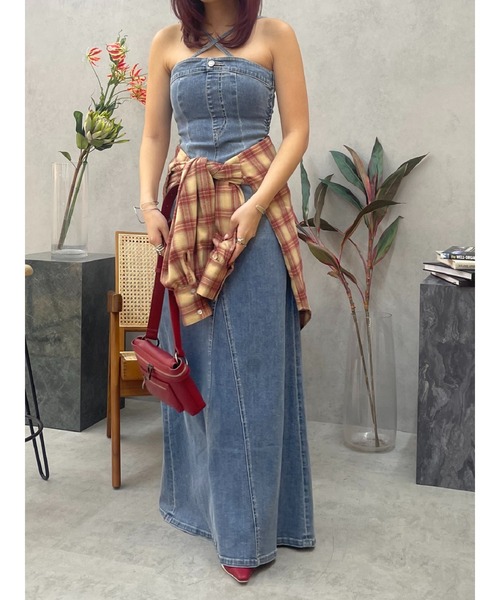 EVRIS(エヴリス)の「デニムベアロングワンピース(ワンピース・レディース・その他1/ブルー/ブラック・MEDIUM/SMALL)」の19枚目の写真