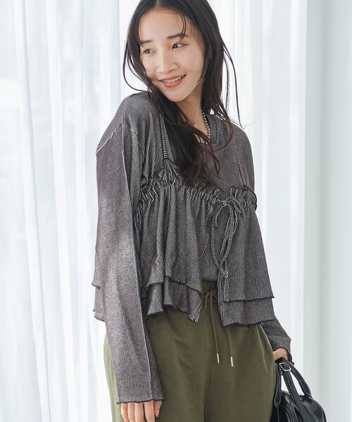 coen(コーエン)の「配色リブキャミソールセット(Tシャツ/カットソー・レディース・ナチュラル/ライトブルー/ブラック・M/L)」の18枚目の写真