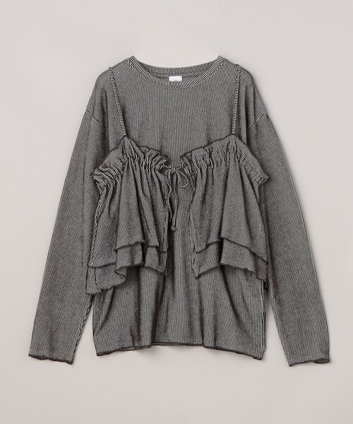 coen(コーエン)の「配色リブキャミソールセット(Tシャツ/カットソー・レディース・ナチュラル/ライトブルー/ブラック・M/L)」の4枚目の写真