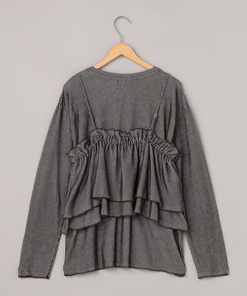 coen(コーエン)の「配色リブキャミソールセット(Tシャツ/カットソー・レディース・ナチュラル/ライトブルー/ブラック・M/L)」の5枚目の写真