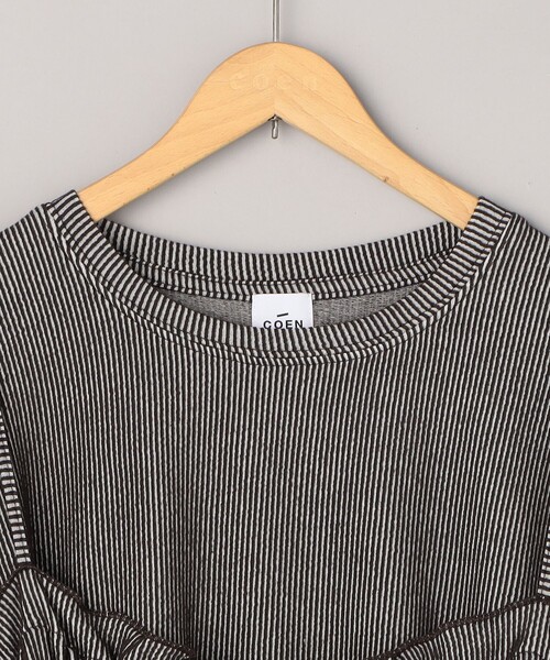coen(コーエン)の「配色リブキャミソールセット(Tシャツ/カットソー・レディース・ナチュラル/ライトブルー/ブラック・M/L)」の6枚目の写真